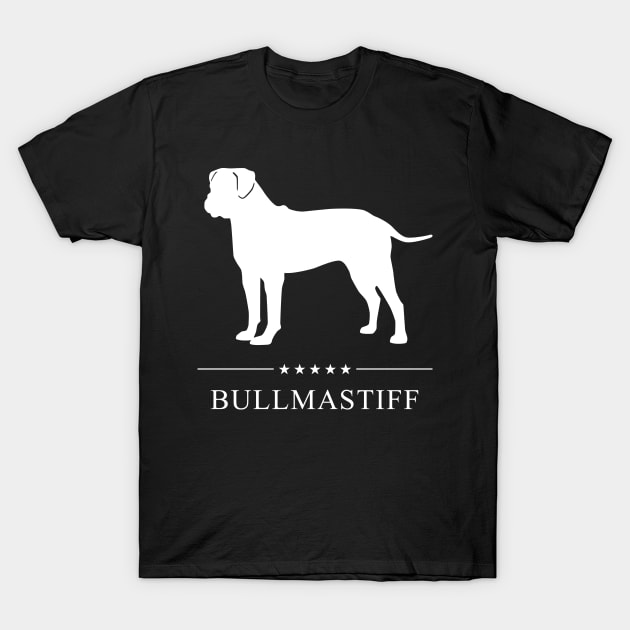 Bullmastiff Dog White Silhouette T-Shirt by millersye